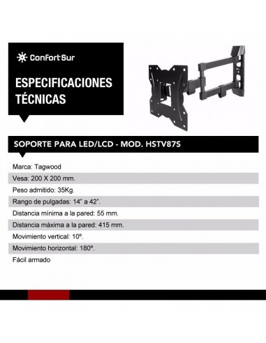Tgw Hstv87s Soporte Movil Lcd 14 A 42